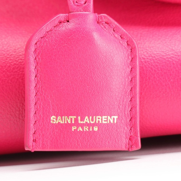 Saint Laurent Monogram Cabas Dark Pink Calfskin Leather Purse YSL Bag - Picture 7 of 16
